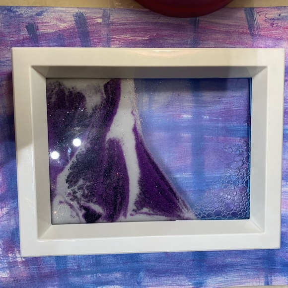 Art in Motion, Sand Painting! Reversible! Purple/white sand Blue & White Frame🌊 - Picture 6 of 12